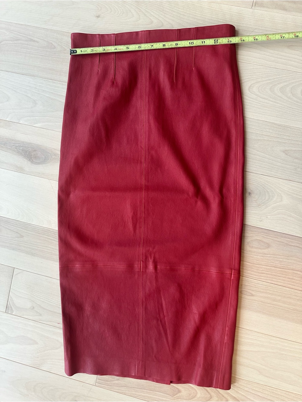 NWT Veronica Beard Kaliyah Lambskin Leather Pencil Skirt Vintage Red Size 4 Midi - Picture 11 of 14